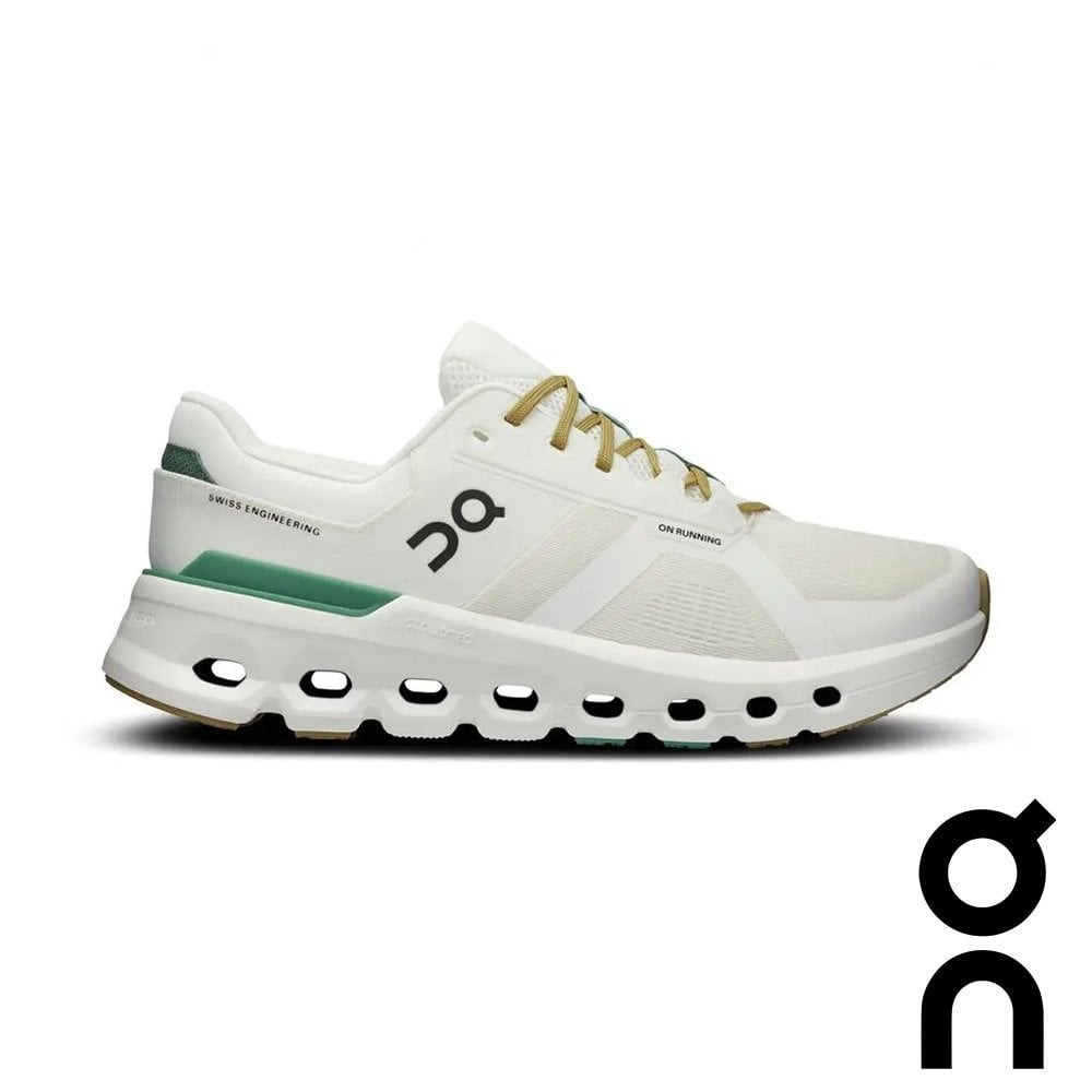 【瑞士 ON】女Cloudrunner 2運動健行鞋-寬楦『純潔白/綠』3WE1034