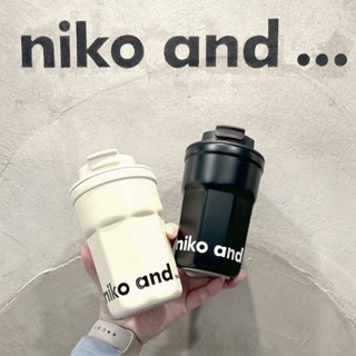 現貨【全新✿日本帶回】niko and 不鏽鋼保溫杯 咖啡杯 手拿杯 直飲 奶油白 400ml 編織提帶 保冷保溫