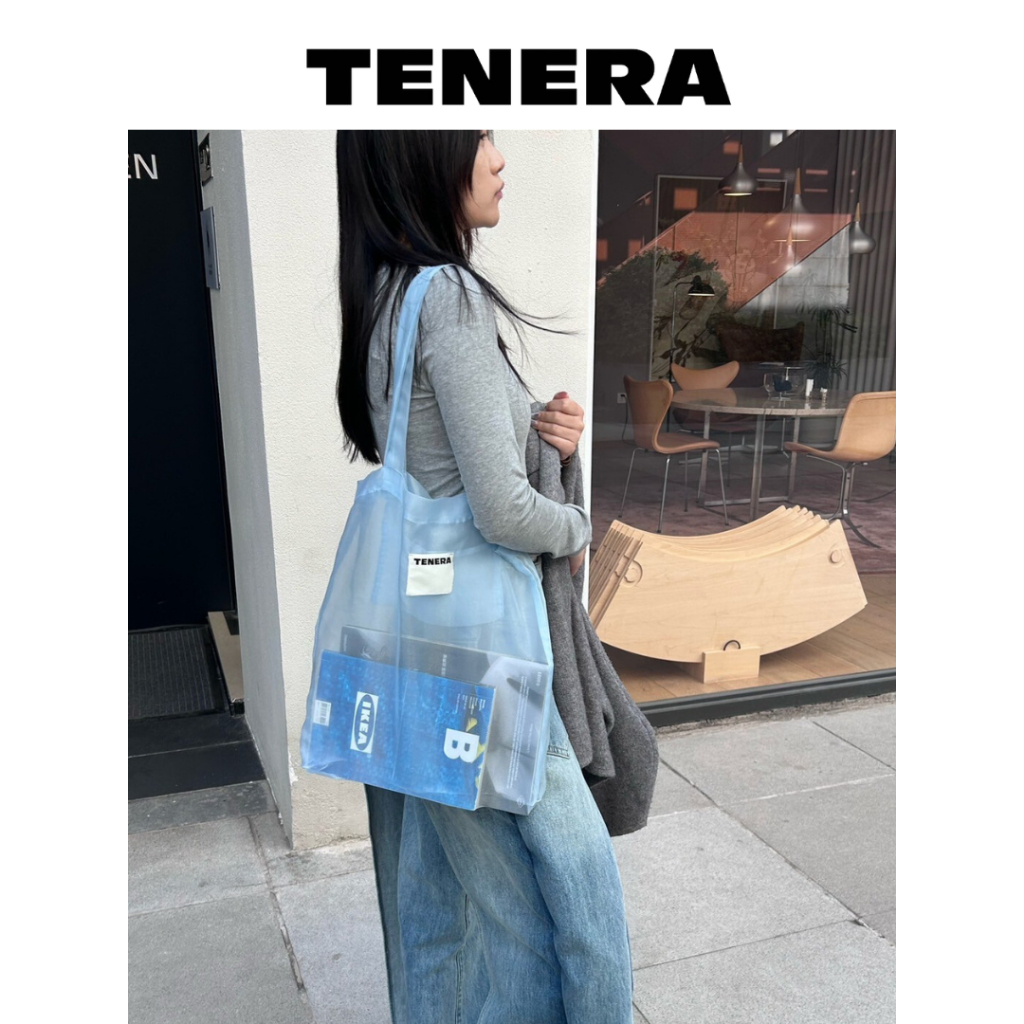 【TENERA 】芭蕾女孩輕盈環保袋 透明單肩包 冰透藍 預購 (台灣總代理原廠正貨)