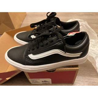 Vans ComfyCush Old Skool leather女款黑白色 皮革滑板鞋 Classic 22.5cm