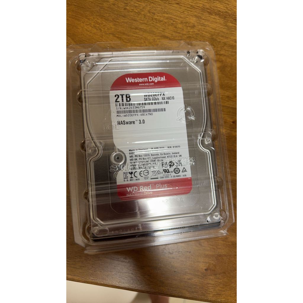 [全新] WD 紅標Plus 2TB/5400轉/64MB/3.5吋/3Y (WD20EFPX) NAS硬碟