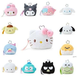 ♥小玫瑰日本精品♥Hellokitty 美樂蒂 大耳狗 酷洛米 帕恰狗 山姆企鵝 蛋黃哥 窗口化妝包 玩偶收納包吊飾~3