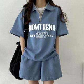 衣時尚 套裝上衣 短褲M-2XL新款字母短袖短褲學生兩件套日係可愛女運動服套裝學院風MD023.22935.