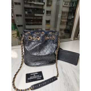 Chanel vingage大雙C羊皮小水桶包