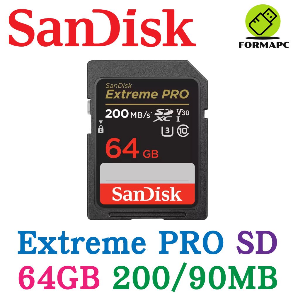 SanDisk Extreme PRO SDXC SD 64G 64GB U3 V30 4K 200MB 高速記憶卡