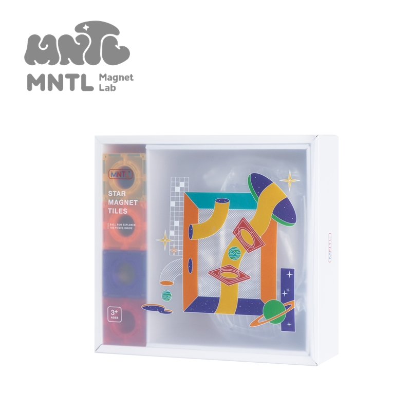MNTL 磁力片 球道探險家組合 Ball Run 經典透明管 100pcs 兒童禮物