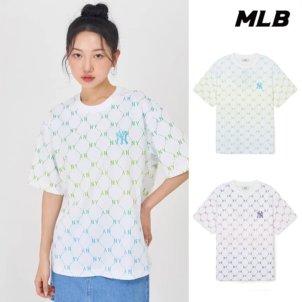 MLB 男女款 短袖T恤 MONOGRAM系列 紐約洋基隊 (3ATSM1043-兩款任選)【官方旗艦店】
