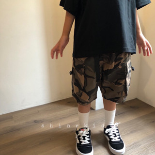 150cm/現貨.童裝實拍/韓國韓版童裝/韓國輕薄工裝迷彩短褲 迷彩短褲 工裝褲 兒童短褲 男童 中大童 兒童