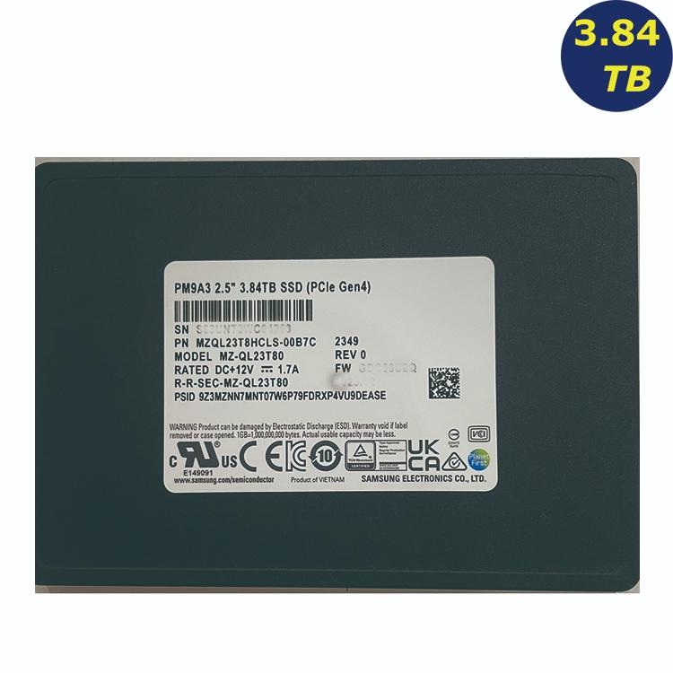 SAMSUNG PM9A3 3.84TB U2 2.5” PCIe 4.0 x4 MZQL23T8HCLS工業包 SSD