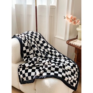 北歐風棋盤格珊瑚絨毛毯🤍毛毛軟軟の超舒服🤩