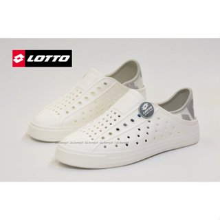 LOTTO 臺灣製造 男Sicily 輕量洞洞鞋 請雨兩用 可踩後跟 當懶人鞋 25~28 白灰色
