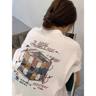 【Veee】100%純棉短袖 寬鬆顯瘦上衣 女生版上衣 oversizeT恤 女生上衣 圓領上衣 印花上衣 無性別穿搭