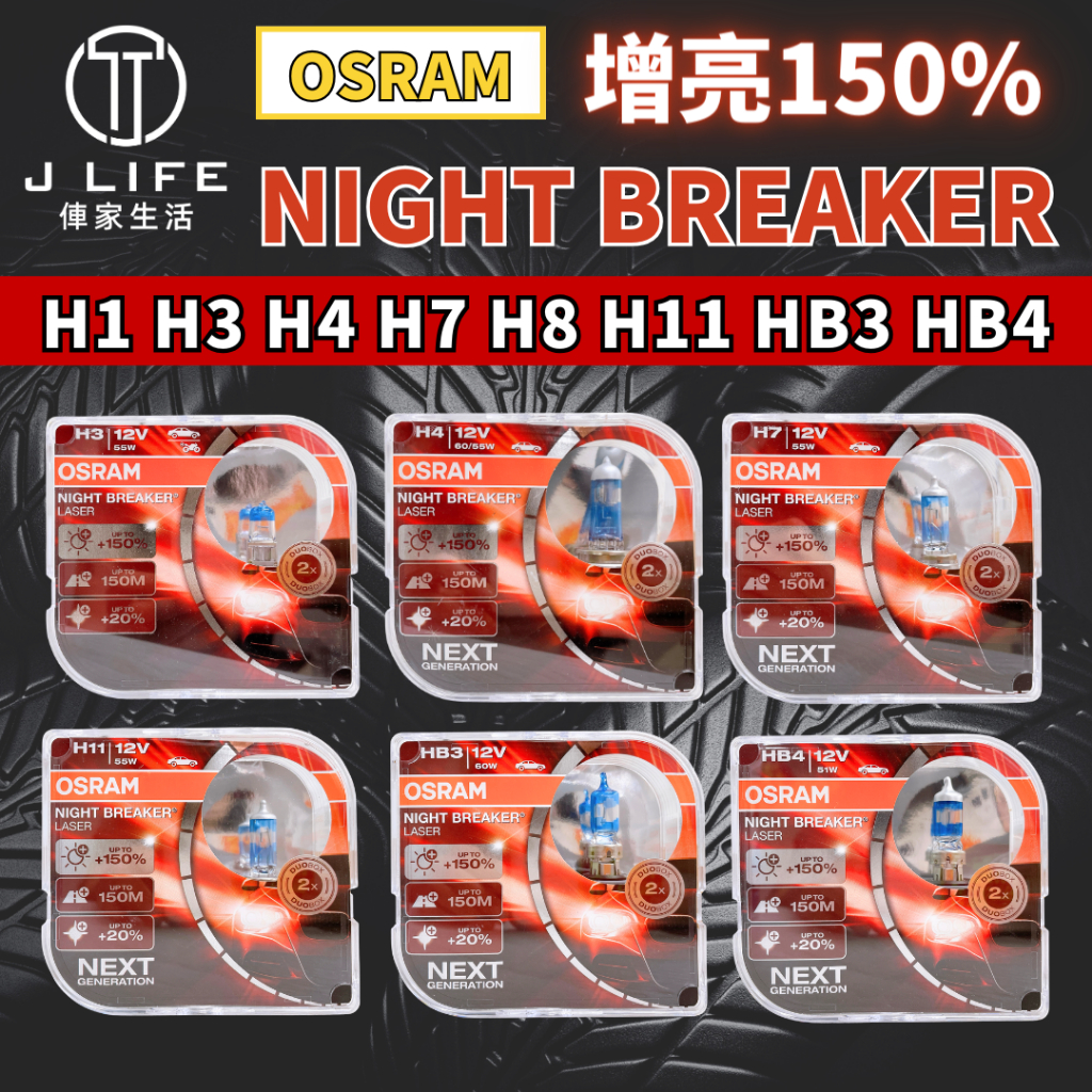 【現貨】快速出貨 OSRAM NIGHT BREAKER 增亮150% 大燈 鹵素燈泡 H1 H4 H7 H11平行輸入