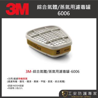 【工安防護專家】【3M】綜合氣體濾毒罐 6006、綜合氣體、噴漆、防毒、面具 3m(一包/2入)