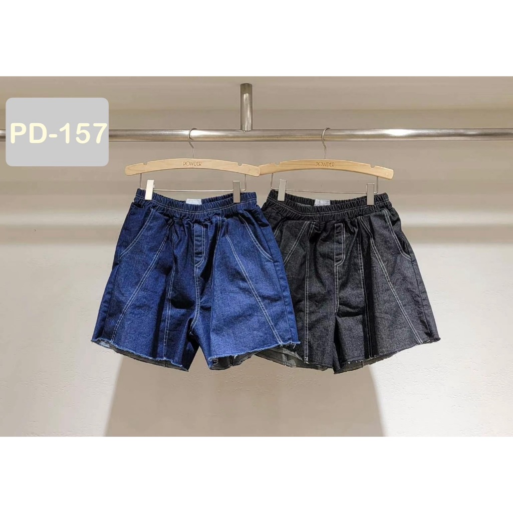 （預購）PD-157 1130606⭐️韓國POWDER女裝-剪邊牛仔鬆緊短褲⭐️