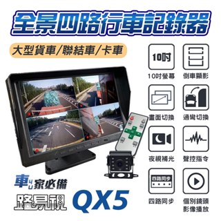 【路易視】QX5 10吋螢幕一體機 四路全景監控 行車視野輔助系統 行車紀錄器