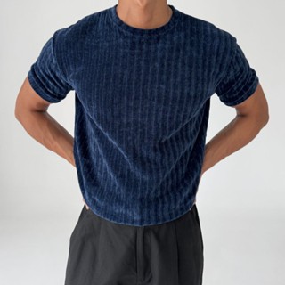 正韓奢華絨面粗羅紋圓領短袖上衣 4色 YUPPIE 預購商品 0610