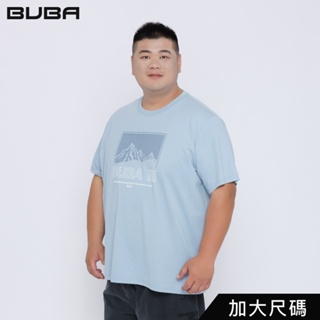 【BUBA大尺碼】淺藍手繪山峰棉質短袖T恤 2L~6L 11765-53 11766-53