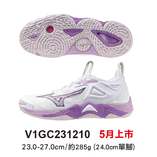 {大學城體育用品社}  MIZUNO WAVE MOMENTUM 3 美津濃 排球鞋 V1GC231210 白紫