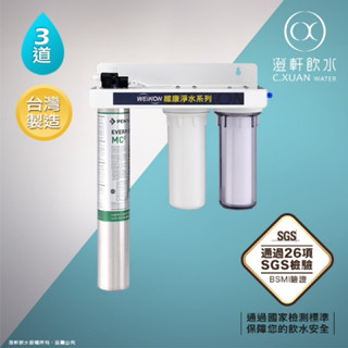 【澄軒飲水-嘉義店】3道式淨水器 採用美國原裝進口EVERPURE MC2（另有I2000）型濾心【贈前2道一年份濾心】