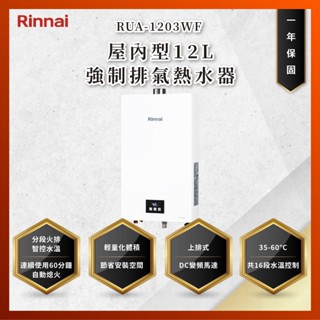 【私訊聊聊最低價】大亞專業廚具設計 林內 RUA-1203WF 12L 屋內型智慧溫控強制排氣熱水器 RUA1203WF