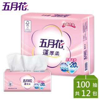 五月花 蓬厚柔 頂級抽取衛生紙 100抽x12包x6袋/箱