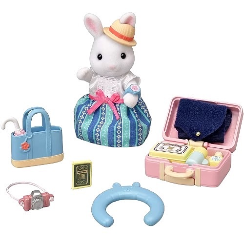 Sylvanian Families日本森林家族 人物配件 白兔媽媽旅行組(兔媽媽 行李箱 包包 雨傘 相機)家家酒玩具