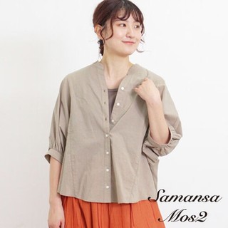 Samansa Mos2 寬鬆V領排釦縮口襯衫(FL46L0A1080)
