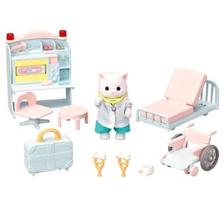 Sylvanian Families<日本森林家族>鄉村醫生診察套組(人物 輪椅 病床 配件*6 工作檯)家家酒玩具