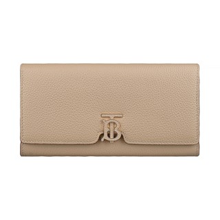 BURBERRY 立體縮寫字母 LOGO 小牛皮 12卡扣式長夾(燕麥米)