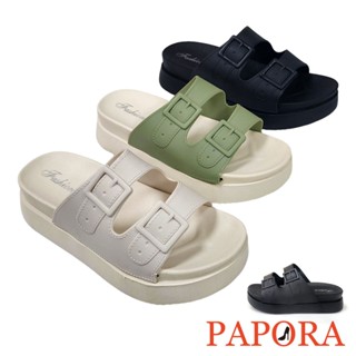 PAPORA 全防水 彷雙釦一字二版厚底拖鞋 防水鞋 ~ 偏小