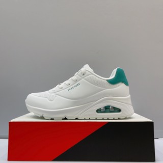 SKECHERS Uno Pop Back 女休閒鞋 皮質 氣墊 記憶鞋墊 白 綠松石 177092WMNT