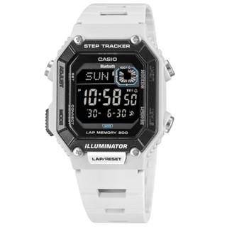 CASIO / 卡西歐 藍芽計步 電子數位 防水100米 橡膠手錶 灰白色 / WS-B1000-8BV / 36mm