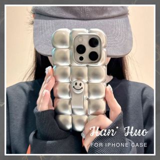 銀色笑臉指環扣手機殼 雲朵手機殼 防摔殼 II4 II3 I15 I12 I11 Iphone手機殼 【涵貨】L020