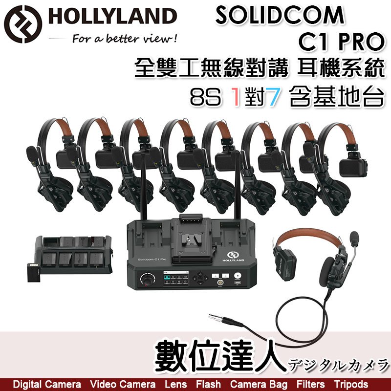 【數位達人】HOLLYLAND【Solidcom C1 PRO Hub】8S 1對7 含基地台 全雙工抗噪無線通話系統