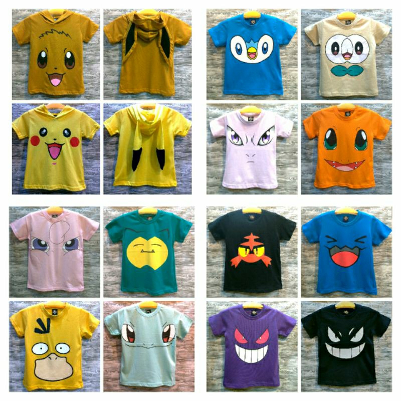 寶可夢皮卡丘 傑尼龜 小火龍 火斑喵 果然翁 波加曼 木木梟 伊布 超夢 耿鬼 胖丁 快龍 台灣製造純棉T恤親子裝班服