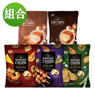 【韓味不二】韓國蝦餅(奶油蒜味/芥末味/法式青蔥口味)肉桂摩卡咖啡餅乾/焦糖榛果咖啡餅乾/4包口味任選 220g