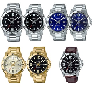 【CASIO】潛水風格超清晰日期顯示不鏽鋼/皮革/金色款指標錶(MTP-VD01D/VD01DL/VD01DG系列)任選