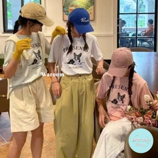 Waroom|現貨售完不補 🇰🇷韓國少女心噴發可愛柯基質感短袖上衣|女裝|狗狗上衣|棉質上衣|圓領T恤|T恤 5962