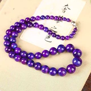 【可開證書】天然舒俱萊圓珠項鍊 南非天然舒俱徠項鏈 開運招貴人招財平安 增強事業運勢 強化人緣 皇家紫大顆粒蘇紀石塔鏈