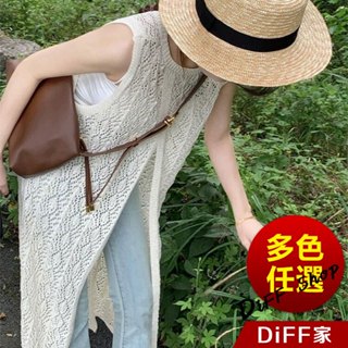 【DIFF】韓版鏤空疊穿針織背心裙 罩衫 長裙 洋裝 裙子 女裝 衣服 夏天女裝【V371】