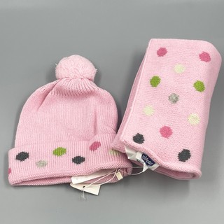 ♣福利出清♣CHICCO 嬰幼兒 粉點圍巾+帽子組 18-20CM