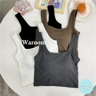 Waroom|現貨 C22 韓系帶胸墊短款吊帶背心|女裝|內搭|外穿|辣妹上衣|短版上衣|無袖背心|運動內衣|抹胸|內衣