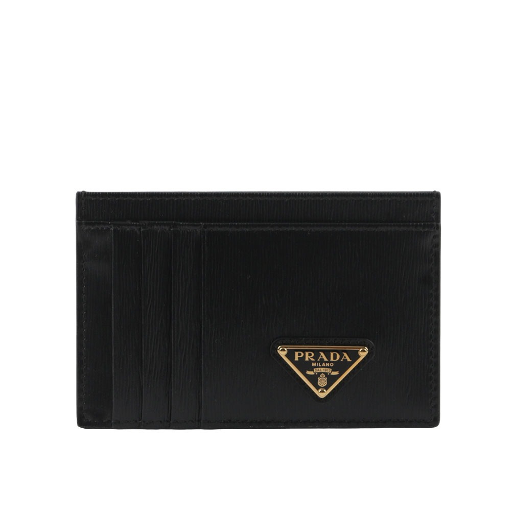 PRADA 三角牌Logo 水波紋皮革9卡式卡片夾/名片夾(黑色) 2MC053 2DDU F0002