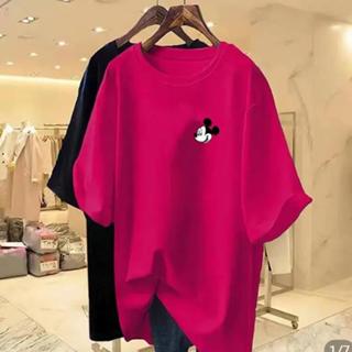 愛依依 M-5XL 短袖T卹 大碼女裝 印花上衣 中大尺碼上衣 新款中長款米奇ins上衣打底衫-1020.