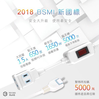 N Dr.AV聖岡科技 延長線 插座 NS-202 過載斷電1開2插 延長中繼線 15A 1650W 1米 2米 3米