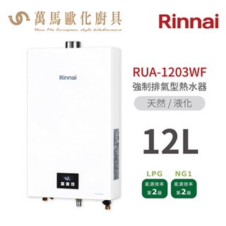 林內Rinnai RUA-1203WF 強制排氣型熱水器12L 中彰投含基本安裝