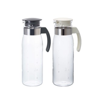 HARIO 冷水壺 冷熱兩用玻璃壺 1400ml 米白色/黑灰色 耐熱玻璃 日本製造 RPLN-14-OW