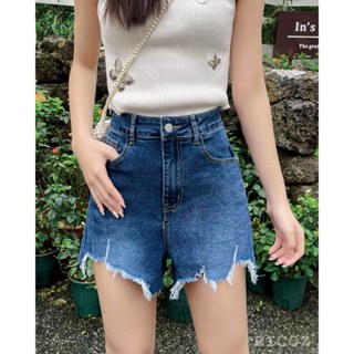 現貨｜BICOZ｜換上屬於夏日的~不規則抓破牛仔短褲 S~2L【24626】牛仔短褲 彈性牛仔褲 高腰 中大尺碼 熱褲