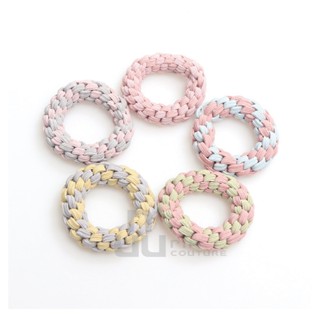Pin Couture 5入組 手工編織鬆緊繩 基礎款厚髮圈 莫蘭迪撞色橡皮圈 /外圍直徑4公分/ 撞色